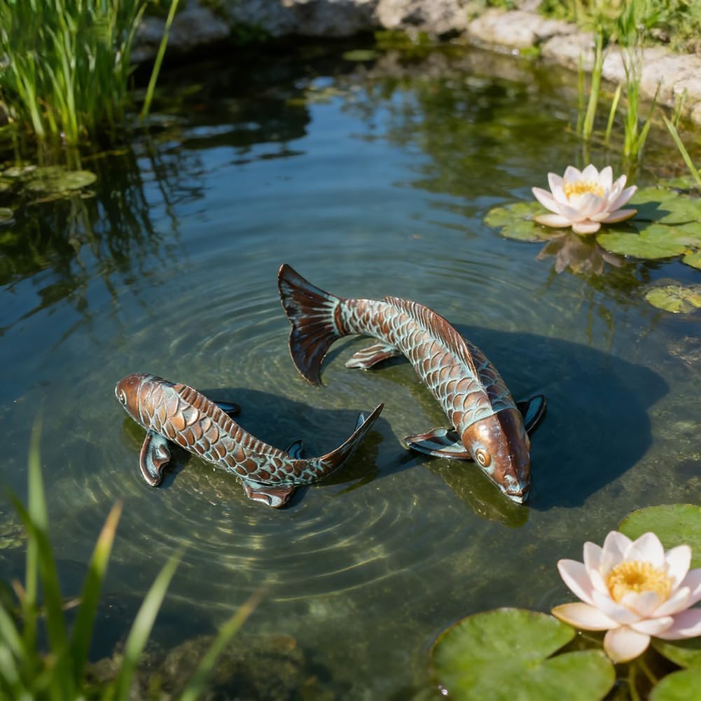 Garden Statues Koi Fish Decor for Outside