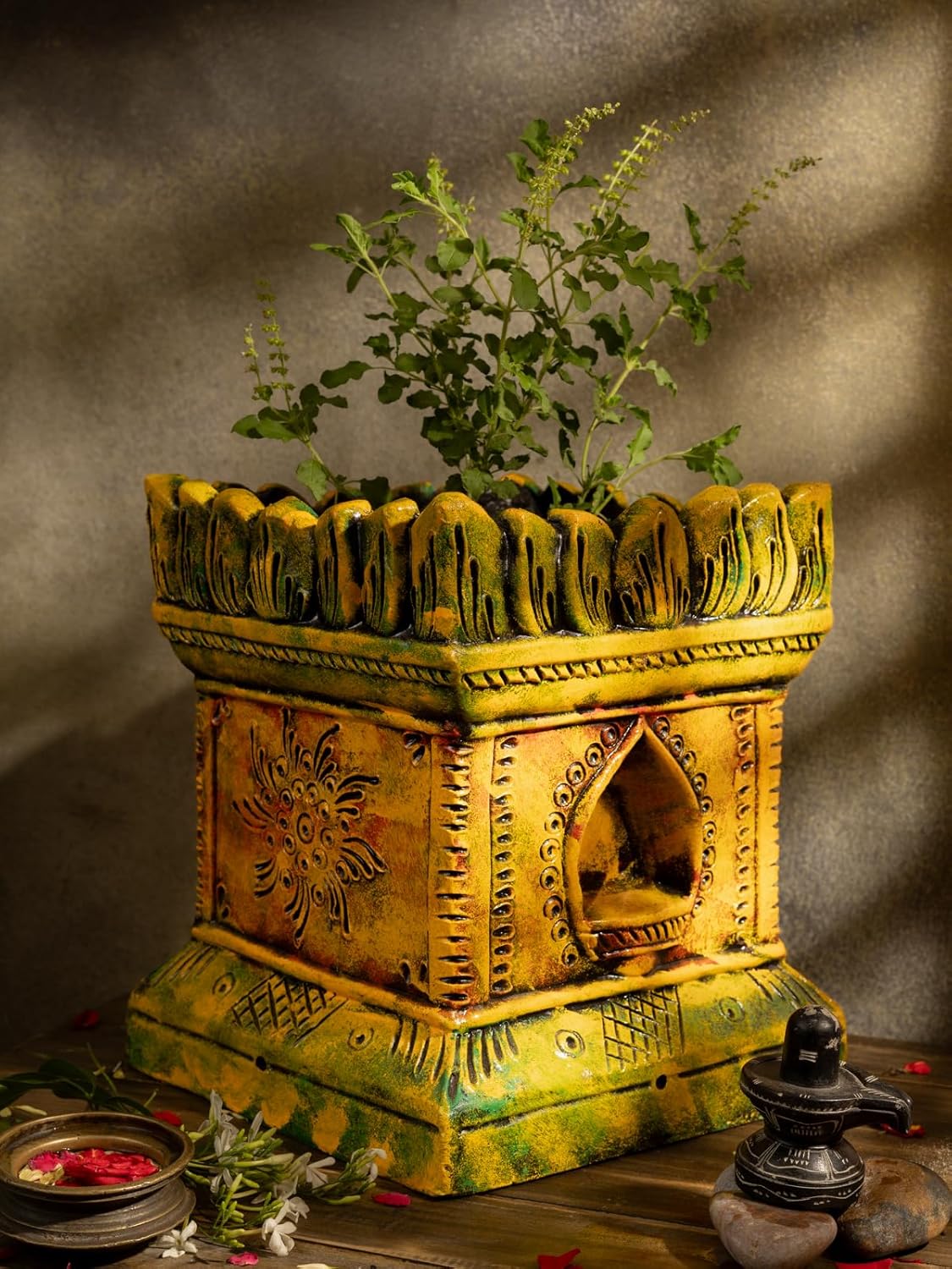 Handmade Terracotta Clay Gardening Multi Color Brindavan Tulsi Pot