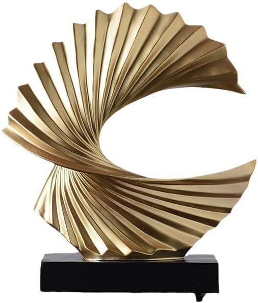 Blue Gold Wave Sculpture - Modern Ocean Wave Design