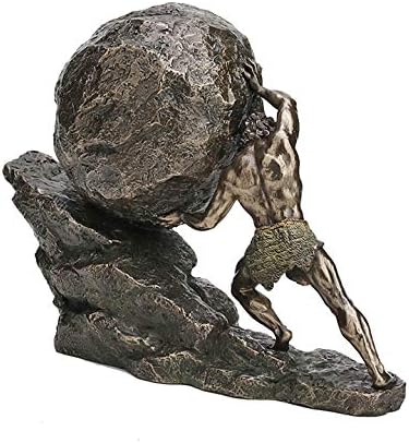 Sisyphus and The Eternal Boulder Cold Cast Resin Bronze Finish Statue Home Decor