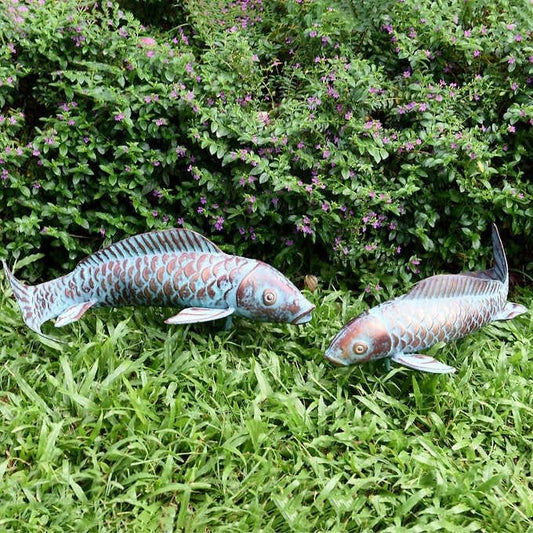 Garden Statues Koi Fish Decor for Outside