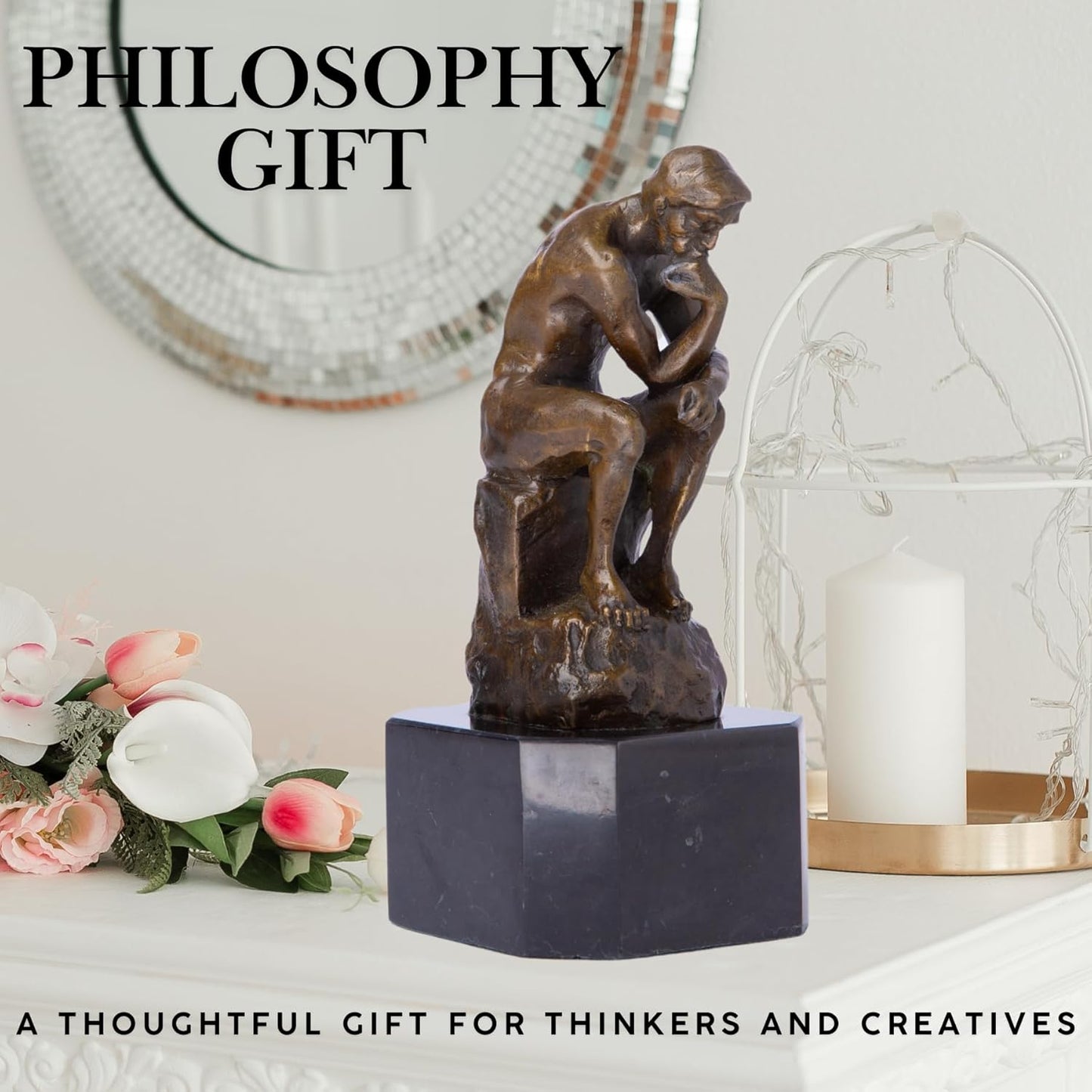 The Thinker Bronze Sculpture –  Decorative Statue for Home, Office & Gallery