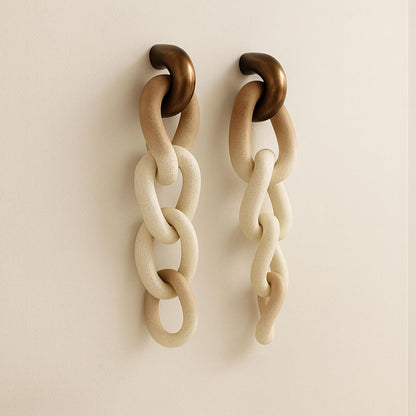 Set of 2 Resin Modern Decorative Wall Chain Accent for Table Top & Shelf