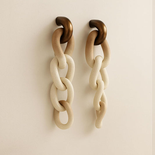 Set of 2 Resin Modern Decorative Wall Chain Accent for Table Top & Shelf