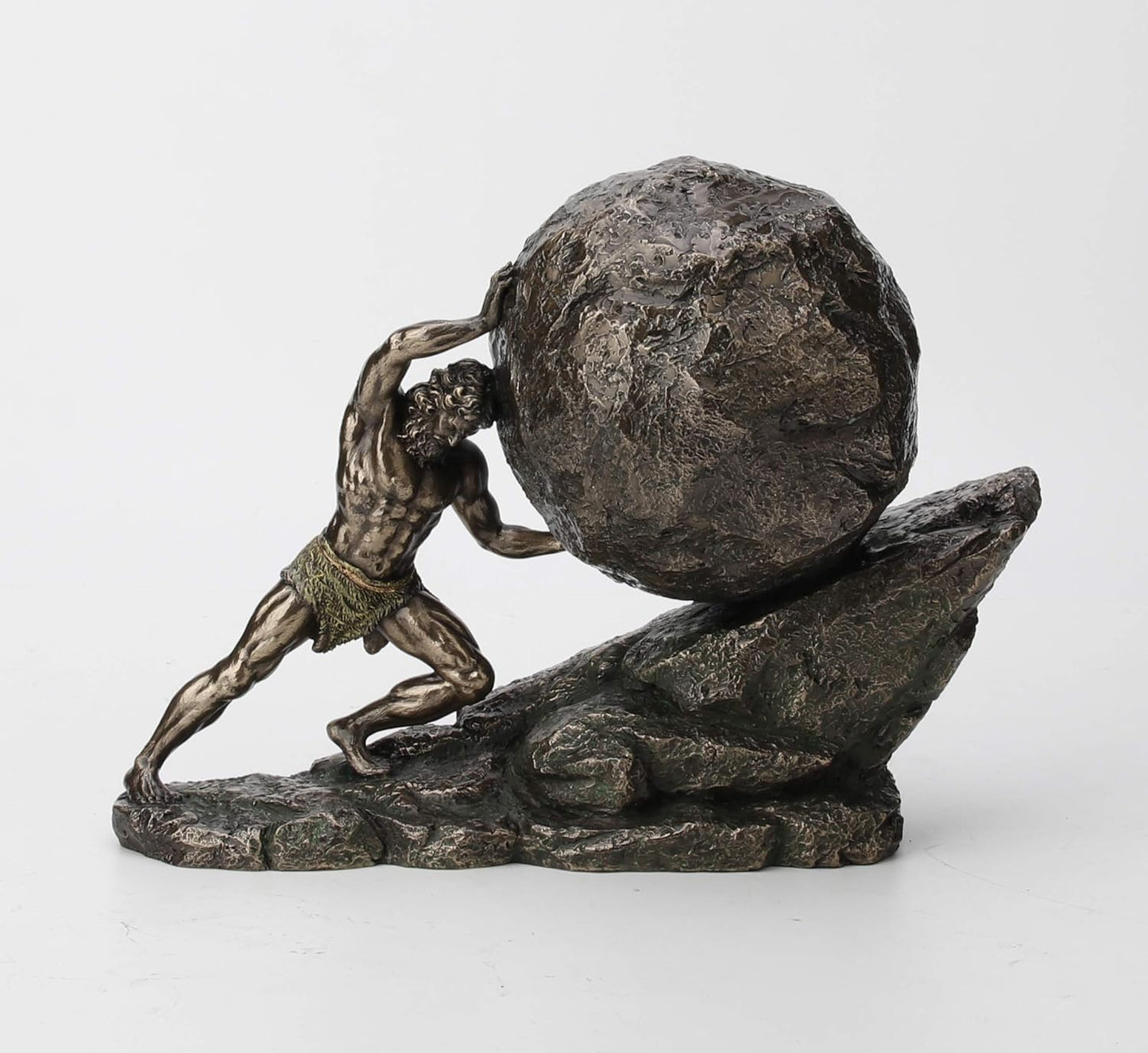 Sisyphus and The Eternal Boulder Cold Cast Resin Bronze Finish Statue Home Decor
